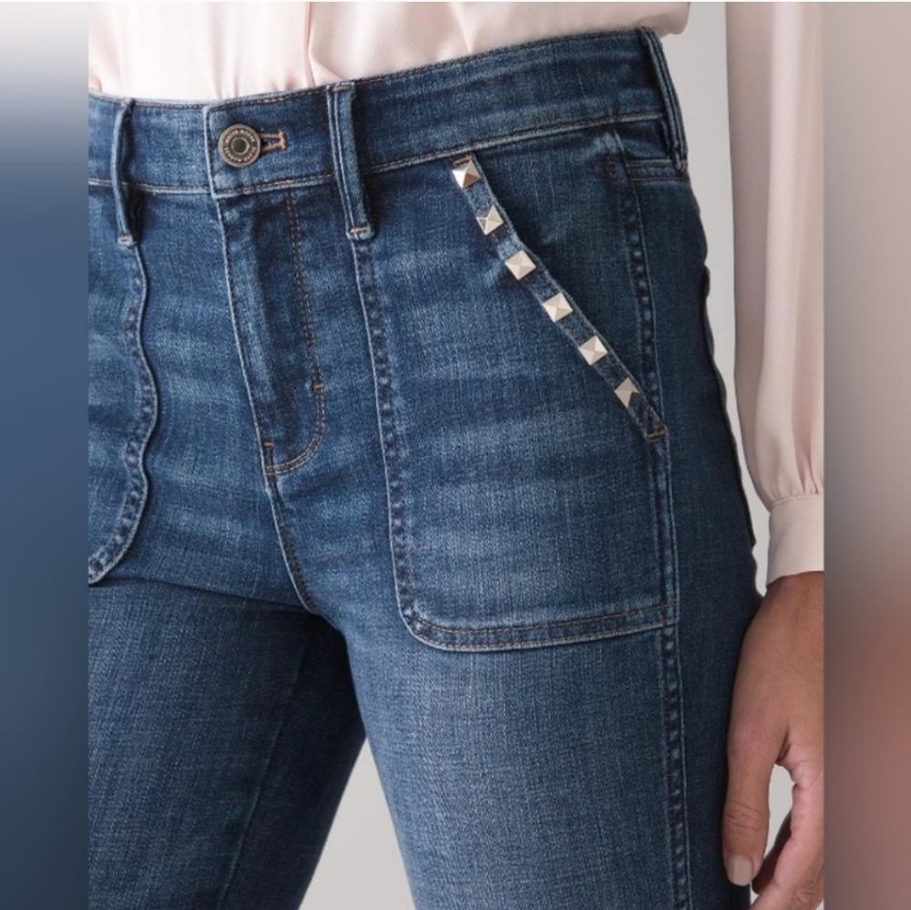 NWT WHBM High-Rise Everyday Soft Denim Studded Cropped Jeans, 10 - Picture 3 of 12
